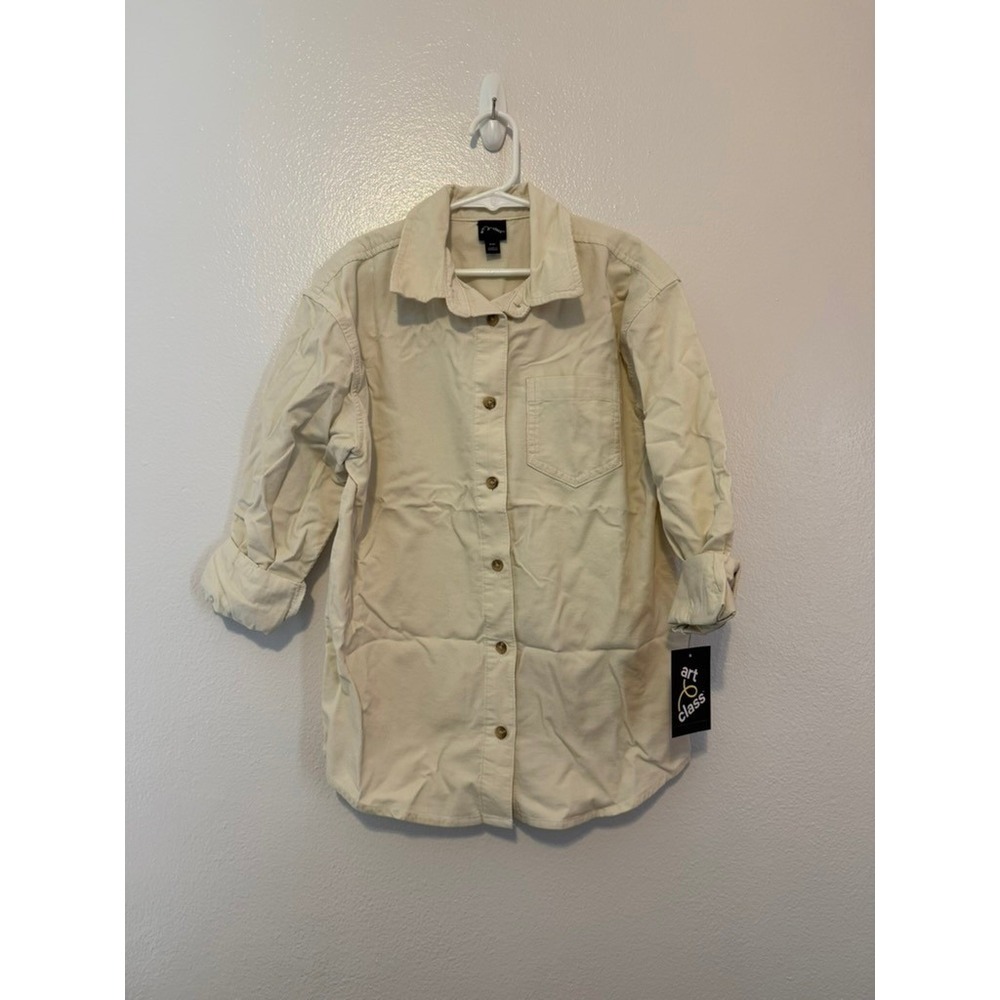 Art Class Kids Ivory Corduroy Button Down Shirt Shacket Size M 8 Cream